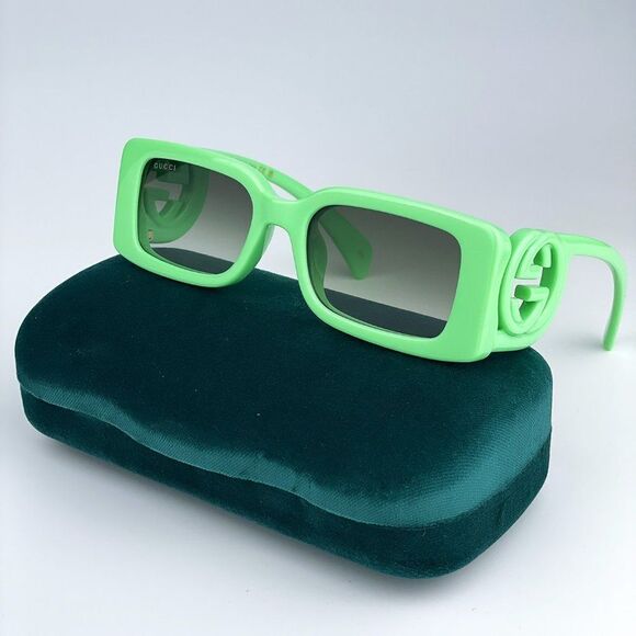 NEW Gucci GG1325S 004 Green Gradient Rectangle Unisex Sunglasses - Picture 1 of 14